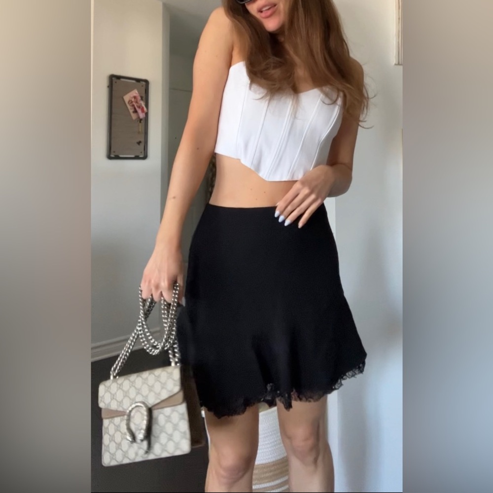 Black Skirt with Lace Trim - Picture 5 of 10
